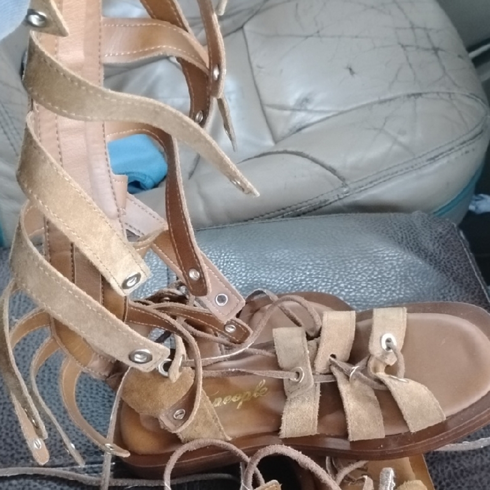 Free People Tan Strappy Sandals